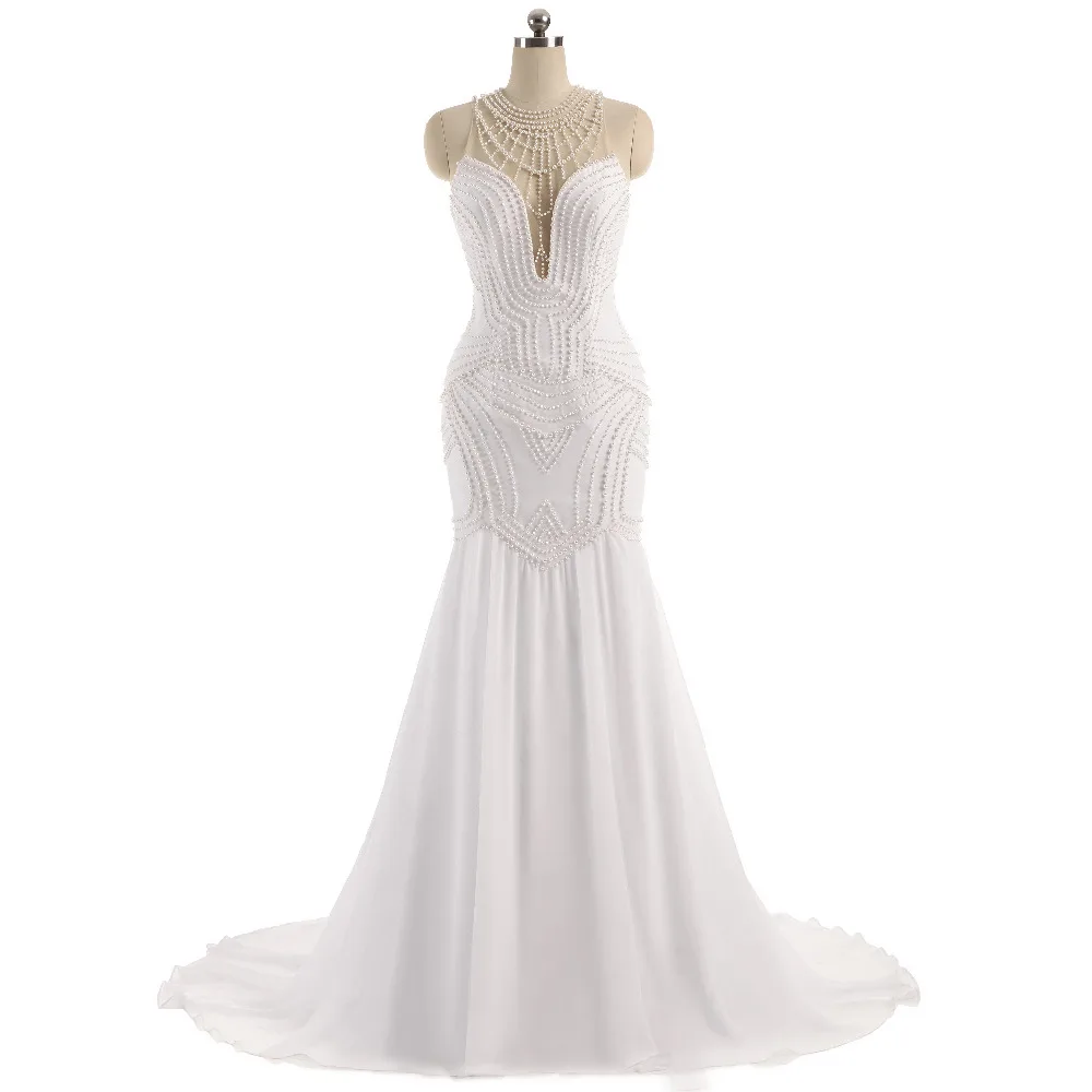 Lover Kiss Vestido De Noiva Sheer Neck Sexy Wedding Dress Pearls Mermaid Sleeveless Wedding Dresses Wedding Dress 2 Lover Kiss Vestido De Noiva Sheer Neck Sexy Wedding Dress Pearls Mermaid Sleeveless Wedding Dresses Wedding Dress 2