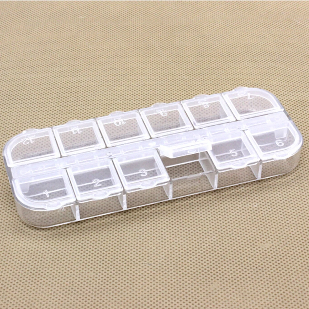 1PC 12 Compartment Empty Plastic Storage Case Rhinestones Dired Flower Nail Art Products Earring Jewelry Container Organizer Box