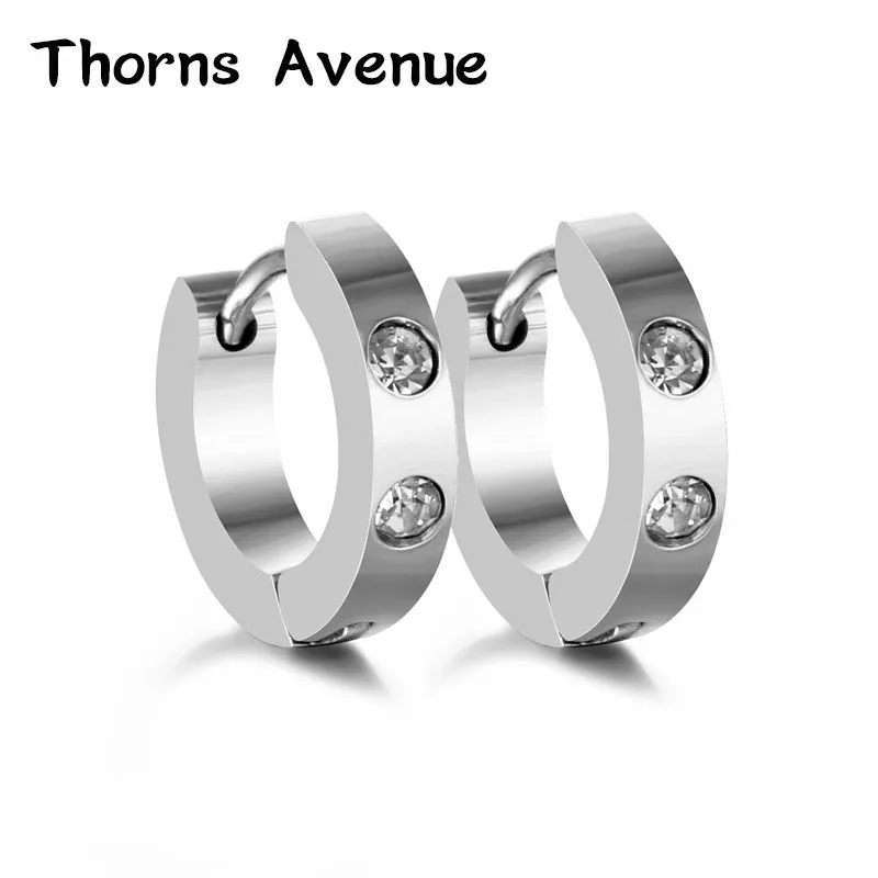 Thorns Avenue High Quality 1 Pair/Lot Crystal Earrings Stainless Steel Men Hoop Earrings Europe Punk Hoop Earrings For Men Women
Thorns Avenue High Quality 1 Pair/Lot Crystal Earrings Stainless Steel Men Hoop Earrings Europe Punk Hoop Earrings For Men Women