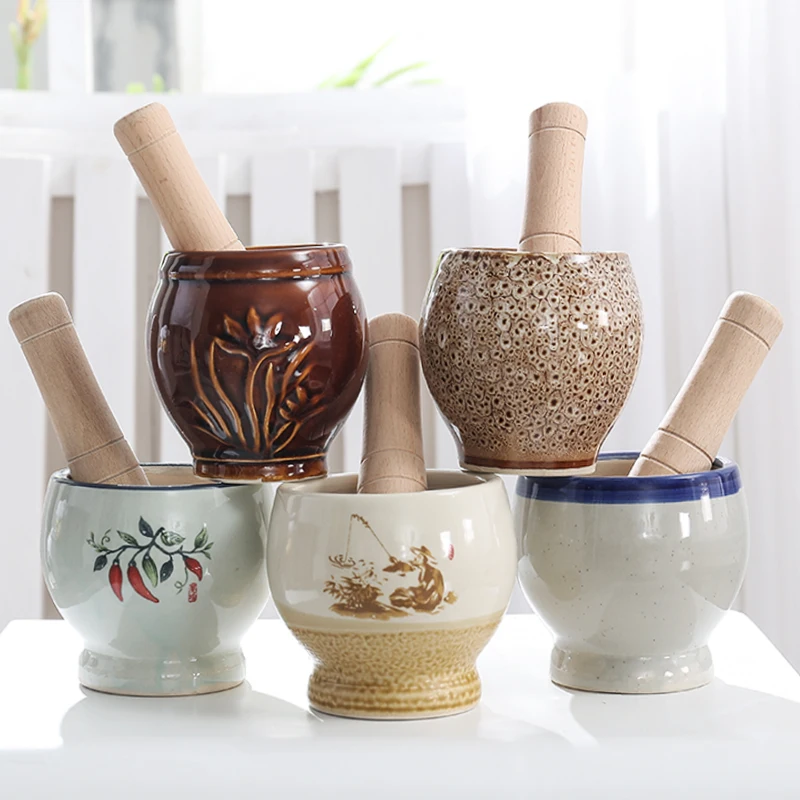 Home Ceramic Mortar With Pestle Wooden Durable Garlic Crusher Pugging Mixing Pot Spice Pepper Grinder Herb Mills Pedestal Bowl
Home Ceramic Mortar With Pestle Wooden Durable Garlic Crusher Pugging Mixing Pot Spice Pepper Grinder Herb Mills Pedestal Bowl