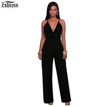 Wholesale Spot Elegant Women's Sexy trousers Deep V collar Sequins Jumpsuit Strapless Harness Leisure Jumpsuits free shipping
Wholesale Spot Elegant Women's Sexy trousers Deep V collar Sequins Jumpsuit Strapless Harness Leisure Jumpsuits free shipping