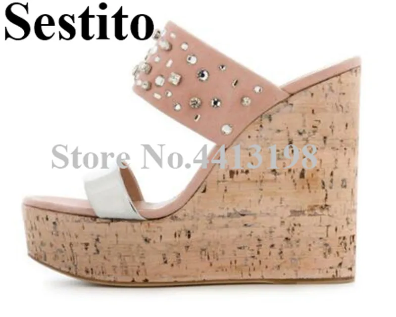 Sexy Pink Casual Sandals Peep Toe Crystal Rhinestone Decoration Wooden Pattern Wedges Heels Sandals Slip-on Summer Women's Shoes
Sexy Pink Casual Sandals Peep Toe Crystal Rhinestone Decoration Wooden Pattern Wedges Heels Sandals Slip-on Summer Women's Shoes