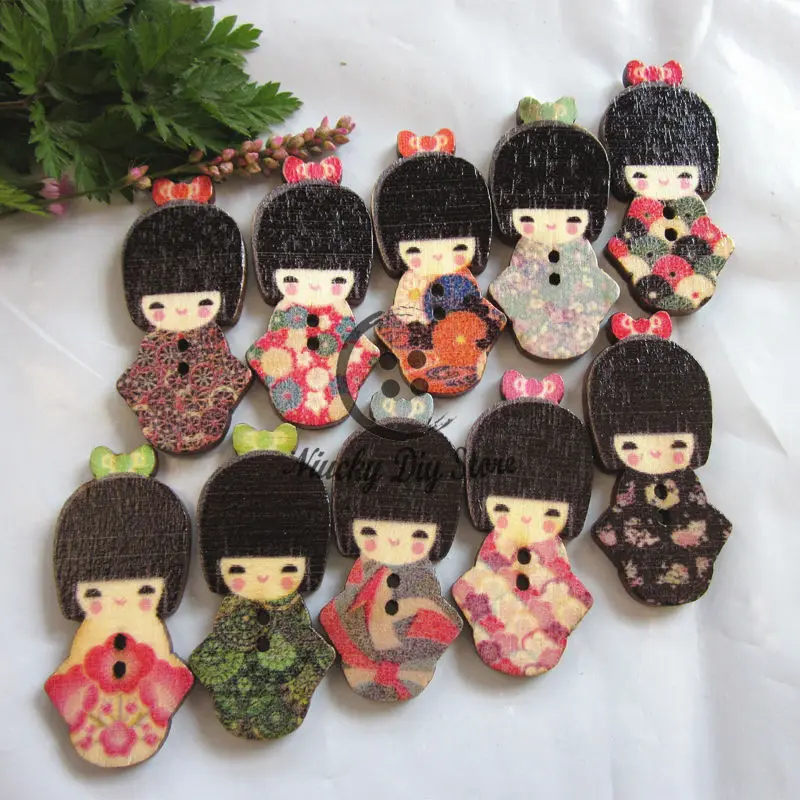 144pcs Random mixed Japanese dolls wooden painting decorative buttons scrapbooking craft accessories sewing material 18.5mm*40mm 
144pcs Random mixed Japanese dolls wooden painting decorative buttons scrapbooking craft accessories sewing material 18.5mm*40mm