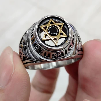 Jerusalem Gold Star of David Ring Men Religious Judaism Israel Jewish Jewelry Men Ring Stainless Steel Obsidian David Star Rings
Jerusalem Gold Star of David Ring Men Religious Judaism Israel Jewish Jewelry Men Ring Stainless Steel Obsidian David Star Rings