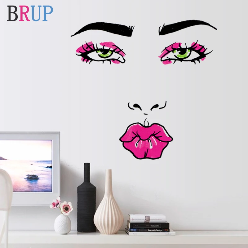 60*57cm Girl Face Wall Sticker Art Decorative Vinyls for Walls Creative Lips Room Decoration DIY PVC Home Decor
60*57cm Girl Face Wall Sticker Art Decorative Vinyls for Walls Creative Lips Room Decoration DIY PVC Home Decor