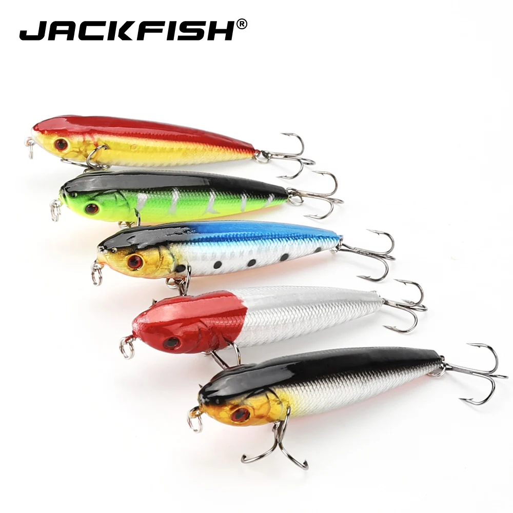 JACKFISH Topwater Floating Pencil Lure Hooks Crank baits 8g 80mm 5Colors fishing lure 5pcs/lot hard bait
JACKFISH Topwater Floating Pencil Lure Hooks Crank baits 8g 80mm 5Colors fishing lure 5pcs/lot hard bait