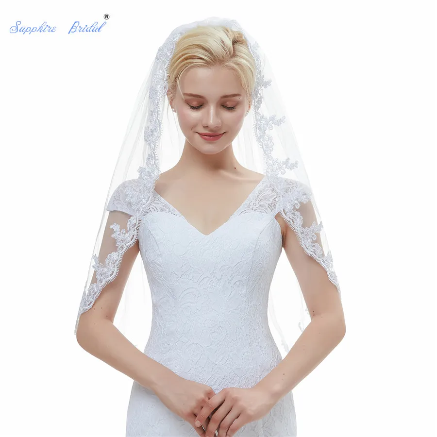 Sapphire Bridal 2019 New Velo De Novia 100% Real Photo In Stock Lace Edge White Ivory Tulle 1 Tiers Short Wedding Veil with Comb
Sapphire Bridal 2019 New Velo De Novia 100% Real Photo In Stock Lace Edge White Ivory Tulle 1 Tiers Short Wedding Veil with Comb