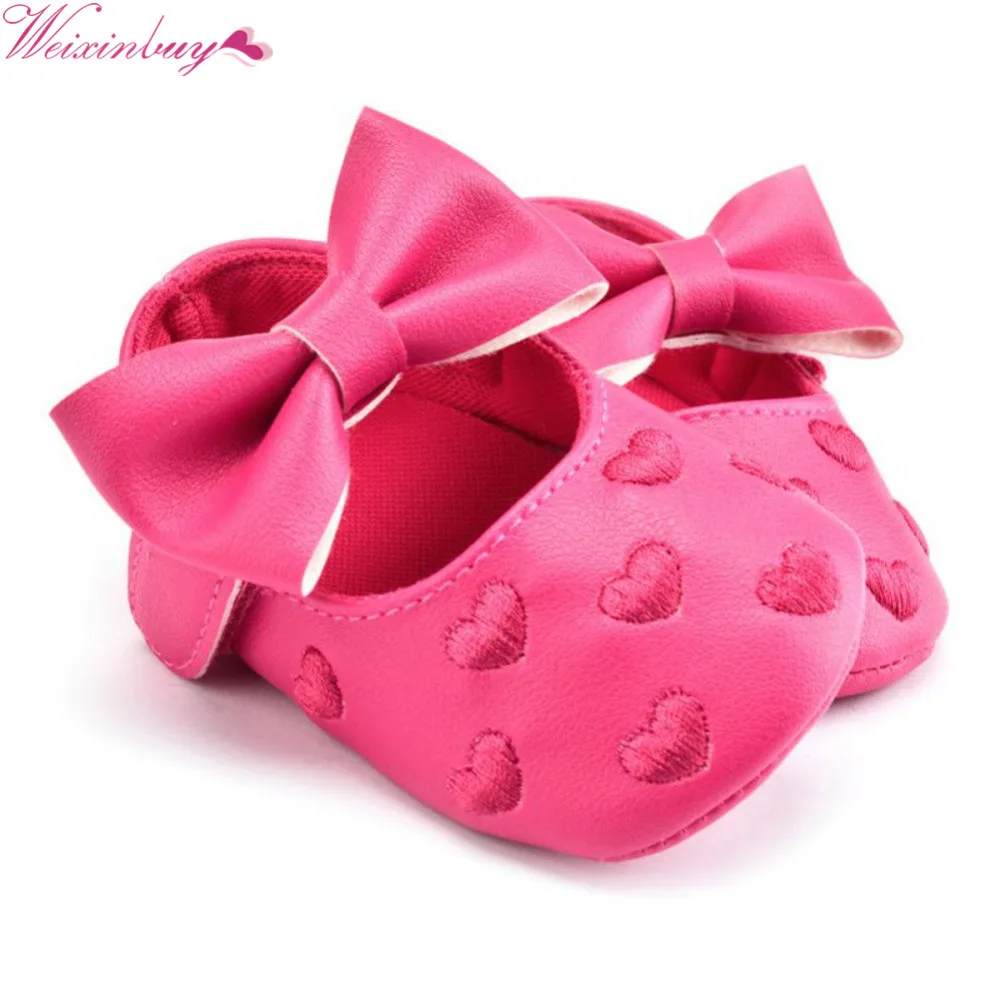 Baby Girl Pink Soft Sole with Butterfly Anti-Slip White Bowknot Shoes Prewalker Sneakers 3-12 Months