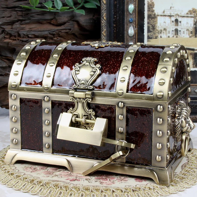 Jewelry Box Retro Metal Craft with Lock Jewelry Box European Creative Pirate Jewelry Box Jewelry Receiving Gift Box
Jewelry Box Retro Metal Craft with Lock Jewelry Box European Creative Pirate Jewelry Box Jewelry Receiving Gift Box