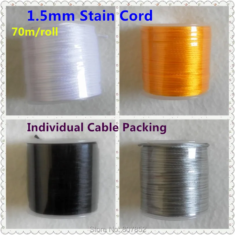 ( 4 color ) 70 meters/lot 1.5mm Nylon Satin Cord for DIY Silicone Baby Teething beaded necklace
( 4 color ) 70 meters/lot 1.5mm Nylon Satin Cord for DIY Silicone Baby Teething beaded necklace