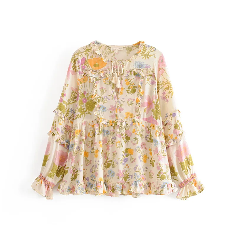 CS606 Summer Women Positioning Flower Tassels Deco Fresh Viscose Blouse Ruffles Bohemia Shirts
CS606 Summer Women Positioning Flower Tassels Deco Fresh Viscose Blouse Ruffles Bohemia Shirts