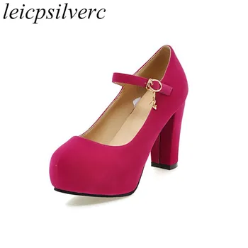 Women Pumps Shoes High Heels Sexy New Fashion Square Heel Platform 2017 Spring Autumn Round Toe Buckle Flock Party Wedding Shoes
Women Pumps Shoes High Heels Sexy New Fashion Square Heel Platform 2017 Spring Autumn Round Toe Buckle Flock Party Wedding Shoes