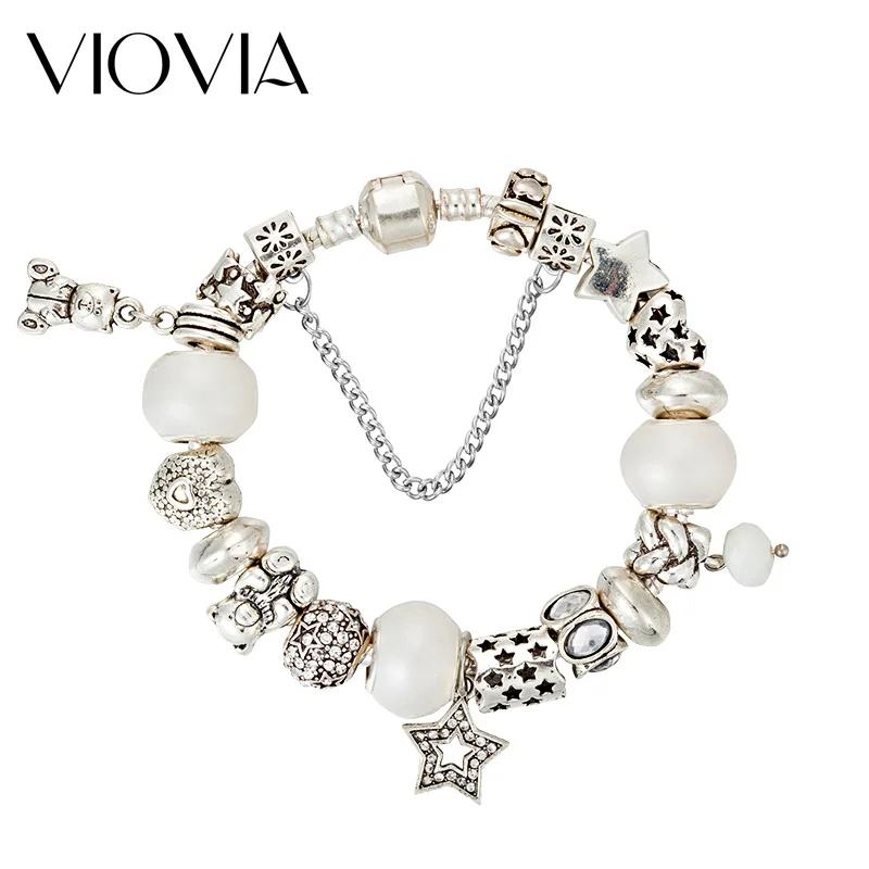 VIOVIA New European Murano Glass Beads & Crystal Charms Bracelet fit Original Bracelet Bangle for Women Pulserias Jewelry B17014
VIOVIA New European Murano Glass Beads & Crystal Charms Bracelet fit Original Bracelet Bangle for Women Pulserias Jewelry B17014