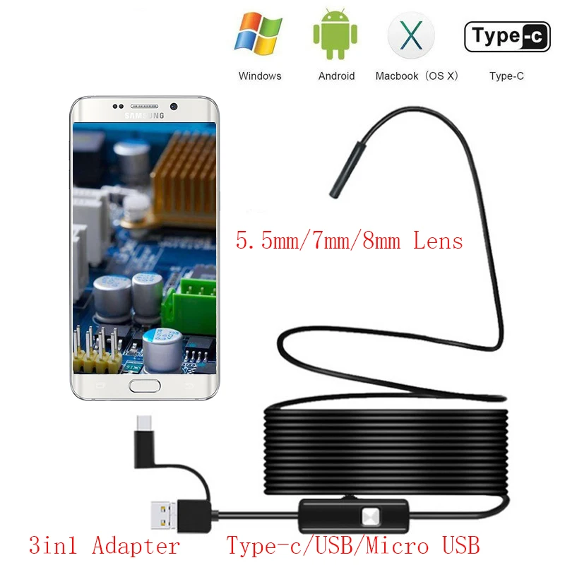 Mini Camera Android PC Typec-C/USB Endoscope Camera 1M 2M 5M Snake Cable Led Light Waterproof Endoscope Inspection Borescope
Mini Camera Android PC Typec-C/USB Endoscope Camera 1M 2M 5M Snake Cable Led Light Waterproof Endoscope Inspection Borescope