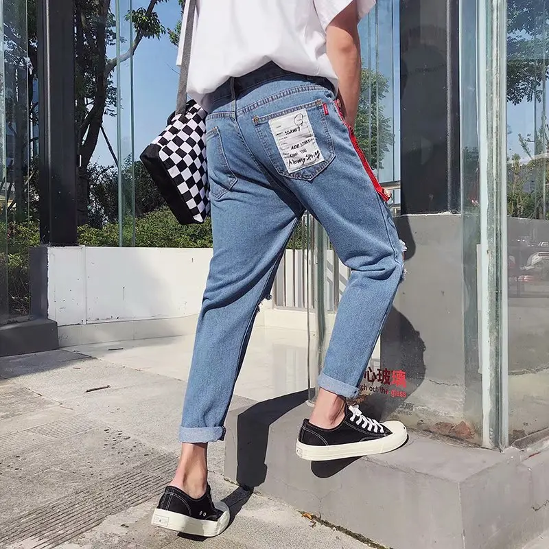 Wholesale 2020 Spring Autumn streetwear boys jeans knee hole pencil pants Slim patch men's pants students light teenagers jeans
Wholesale 2020 Spring Autumn streetwear boys jeans knee hole pencil pants Slim patch men's pants students light teenagers jeans