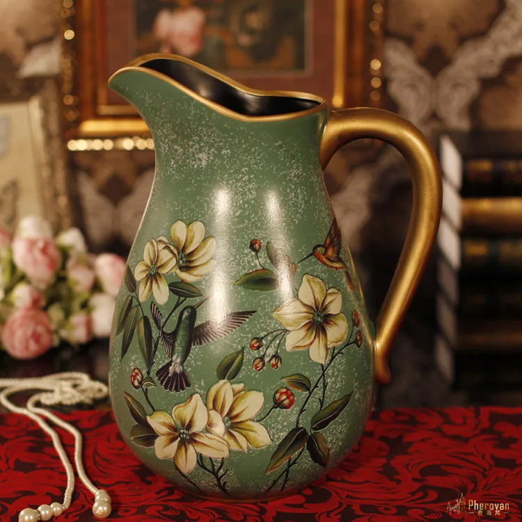 Европейский стиль старинная окрашенная керамическая ваза цветочная декорация