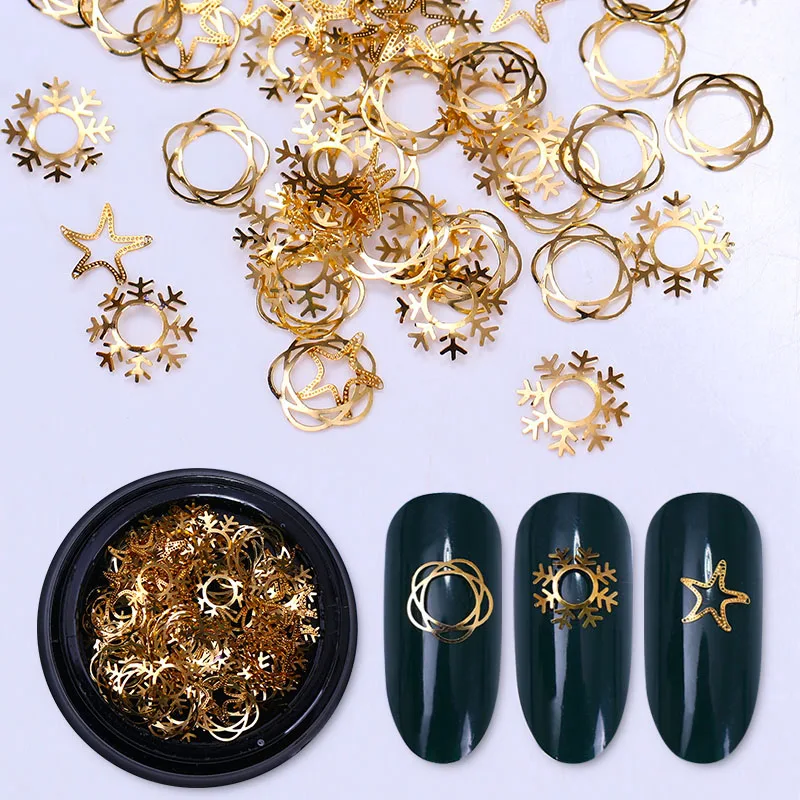 1 Box Gold Metal Rivets Christmas Snowflake Star Shape Nail Hollow Studs Tips Alloy Stud Manicure 3D Charm Nail Art Decorations
1 Box Gold Metal Rivets Christmas Snowflake Star Shape Nail Hollow Studs Tips Alloy Stud Manicure 3D Charm Nail Art Decorations