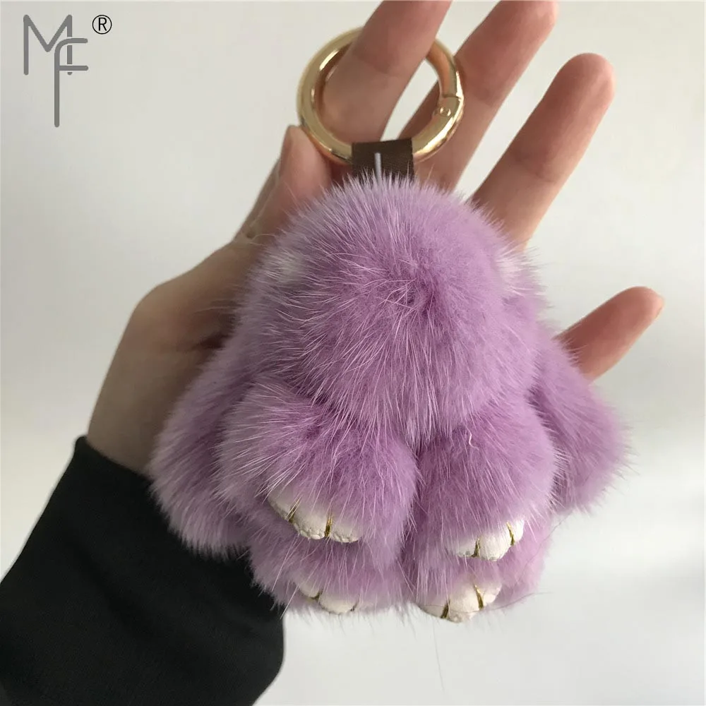 Magicfur-натуральный мех норки меховой аппликацией в виде кролика с сиреневый