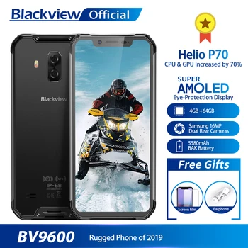 

Blackview BV9600 IP68 Waterproof Mobile Phone Android 9.0 Helio P70 4GB+64GB Cellphone 6.21" AMOLED 5580mAh Rugged Smartphone