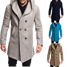 2019 automne hiver hommes Long Trench manteau de mode Boutique laine manteaux marque mâle Slim laine coupe-vent veste grande taille S-3XL(China)