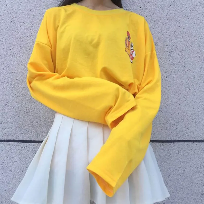 2017 Girl Yellow Harajuku Casual O-Neck Hoodies 2017 Female Loose Fun Cartoon Print Pullovers Long Sleeves Ladies Autumn Clothes
2017 Girl Yellow Harajuku Casual O-Neck Hoodies 2017 Female Loose Fun Cartoon Print Pullovers Long Sleeves Ladies Autumn Clothes