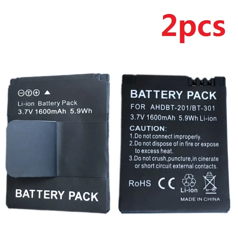2Pcs Battery for Gopro Hero 3 3+ Gopro3 AHDBT-301 AHDBT-201 AHDBT301 AHDBT201 Li-Ion Rechargeable Batteries 3.7V 1600mAh
2Pcs Battery for Gopro Hero 3 3+ Gopro3 AHDBT-301 AHDBT-201 AHDBT301 AHDBT201 Li-Ion Rechargeable Batteries 3.7V 1600mAh