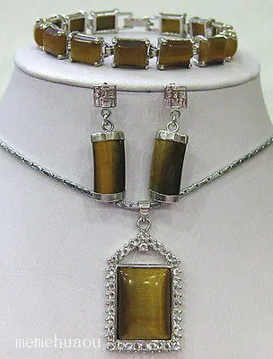 Free shipping Pretty Set Jewelry Tiger's Eye Stone Pendant Earring Bracelet +Chain AAA style 100% Natural stone Noble Fine
Free shipping Pretty Set Jewelry Tiger's Eye Stone Pendant Earring Bracelet +Chain AAA style 100% Natural stone Noble Fine