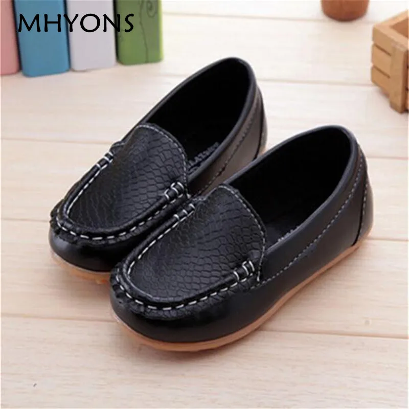 Image New Fashion Kids shoes all Size 21 36 Children PU Leather Sneakers For Baby shoes Boys Girls Boat Shoes Slip On Soft 5 color