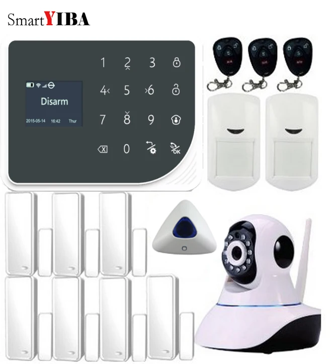 SmartYIBA IOS/Android App Wireless Control WIFI GSM Alarm Door/Window Sensor Burglar Alarm Network Camera Security Alarm Kits
SmartYIBA IOS/Android App Wireless Control WIFI GSM Alarm Door/Window Sensor Burglar Alarm Network Camera Security Alarm Kits