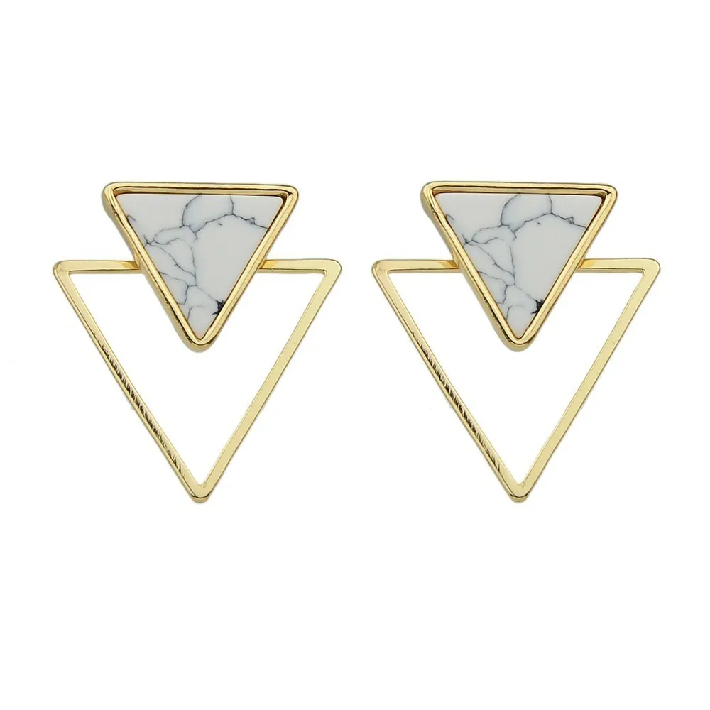 Минималистский Bijoux Boho Серьги ювелирных изделий Цвет с белым Мрамор камень