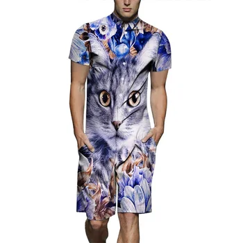 Mens Overalls Summer Fashion 3D Animal Printing Short Sleeve Short Pants Rompers Men Shirt Jumpsuits Casual Male Coverall TS-476
Mens Overalls Summer Fashion 3D Animal Printing Short Sleeve Short Pants Rompers Men Shirt Jumpsuits Casual Male Coverall TS-476