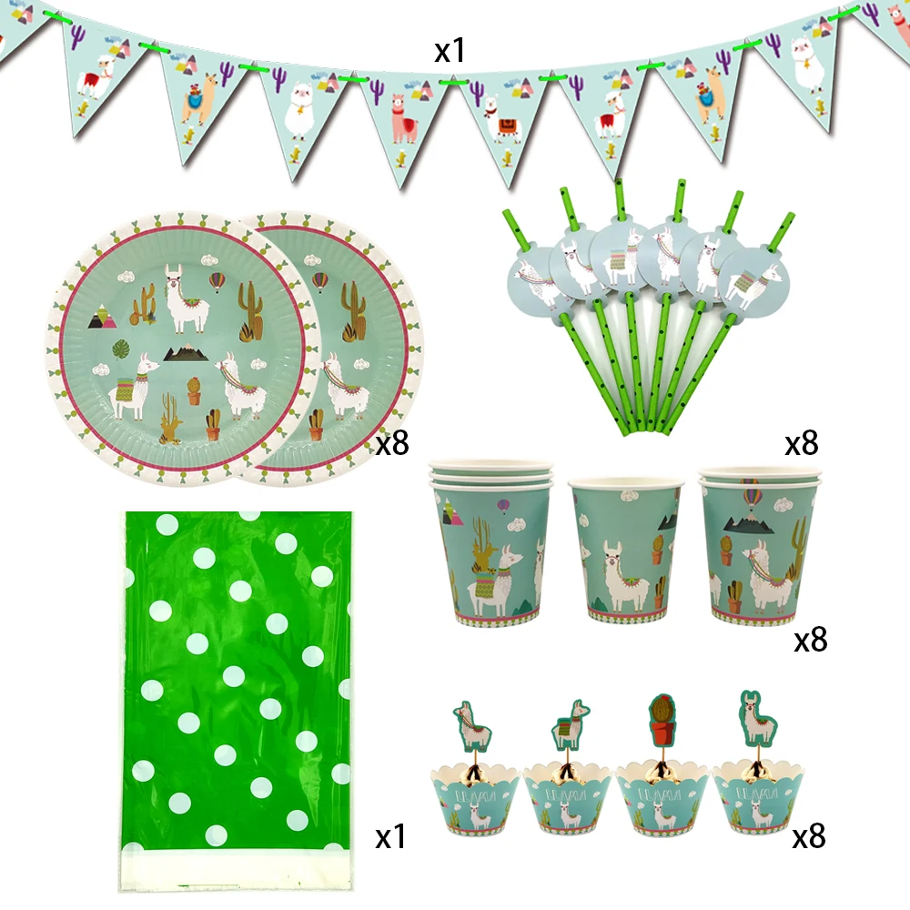 Party supplies 42pcs for 8kids LLAMA ALPACA theme birthday party decoration tableware set, plate+cup+straw+flag+tablecover
Party supplies 42pcs for 8kids LLAMA ALPACA theme birthday party decoration tableware set, plate+cup+straw+flag+tablecover