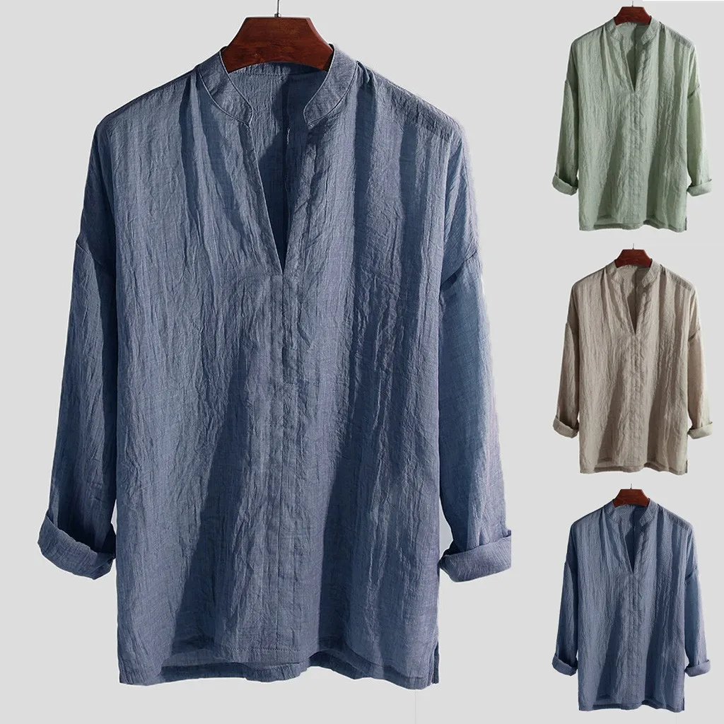 Men's Causal Shirt Breathable Long Sleeve Loose Solid Color V-Neck Top Blouse M-2XL Spring Autumn Summer Handsome Men Shirt
Men's Causal Shirt Breathable Long Sleeve Loose Solid Color V-Neck Top Blouse M-2XL Spring Autumn Summer Handsome Men Shirt