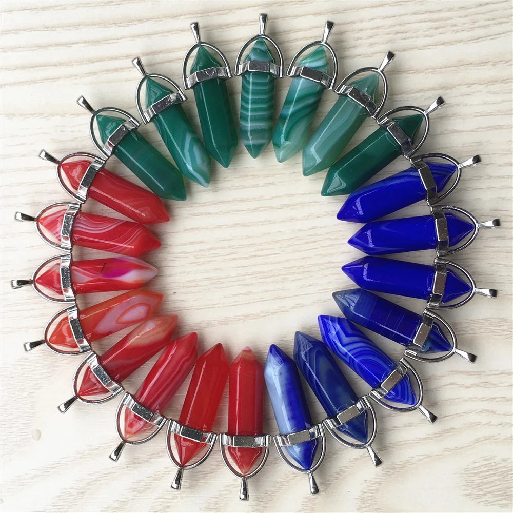 Natural Stone Pillar Point Pendants&Necklaces Blue Green Wine red Agates For Making Diy Jewelry 24Pcs Wholesale Lot Dropshipping
Natural Stone Pillar Point Pendants&Necklaces Blue Green Wine red Agates For Making Diy Jewelry 24Pcs Wholesale Lot Dropshipping