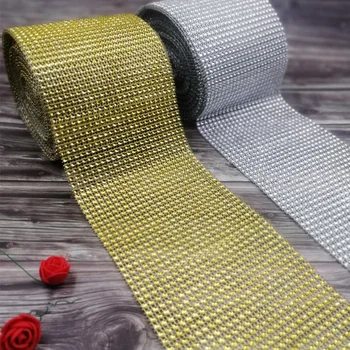 

5 Yards x 12cm Diamond Mesh Wrap Ribbon Roll 24 Row for Wedding Party Banquet Chair Cover Plastic Ribbon Bow Decorations