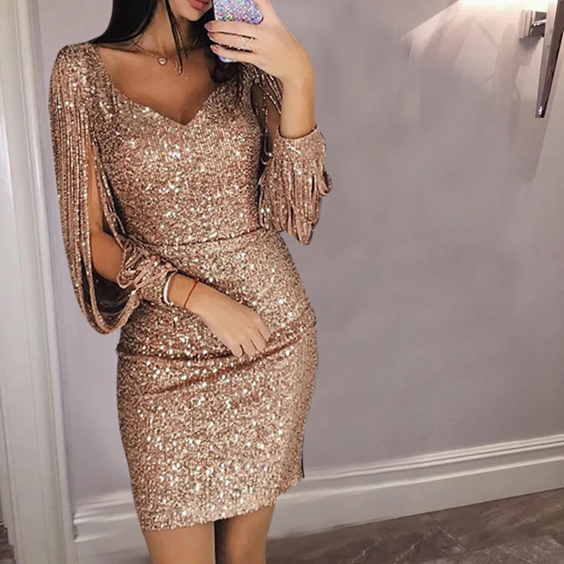 UK Women‘s Sequin Long Sleeve V Neck Bodycon Mini Cocktail Party Christmas Dress
UK Women‘s Sequin Long Sleeve V Neck Bodycon Mini Cocktail Party Christmas Dress