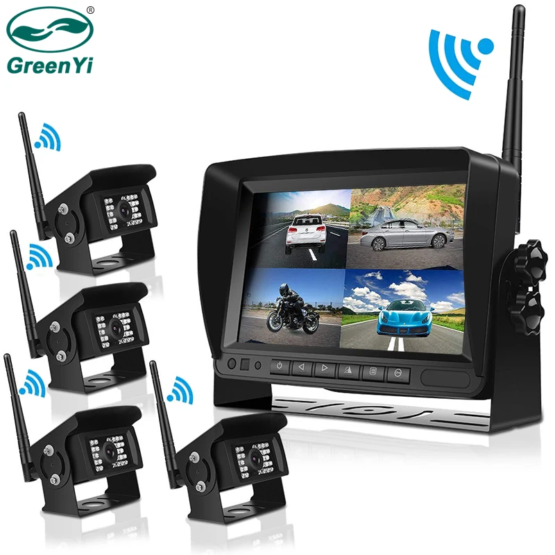 GreenYi Wireless Truck Camera 4 Split Screen Kit Vehicle Rear View Camera + 7" LCD Backup Monitor for Semi-Trailer/Box Truck/RV
GreenYi Wireless Truck Camera 4 Split Screen Kit Vehicle Rear View Camera + 7" LCD Backup Monitor for Semi-Trailer/Box Truck/RV