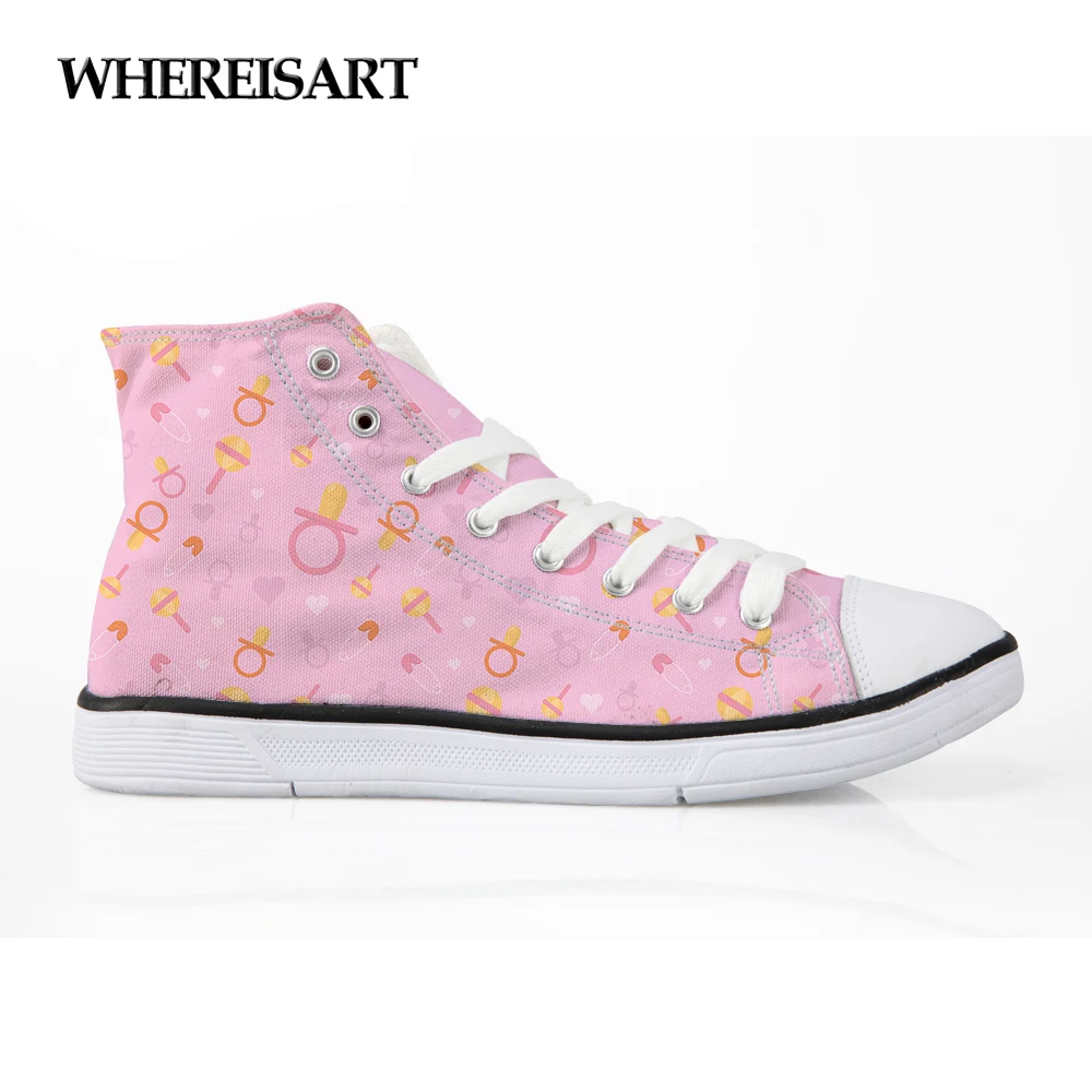 WHEREISART Women's Vulcanize Shoes High Top Canvas Shoes for Women Cute Cartoon Baby Bottle Prints Lace-up Casual Female Flats
WHEREISART Women's Vulcanize Shoes High Top Canvas Shoes for Women Cute Cartoon Baby Bottle Prints Lace-up Casual Female Flats