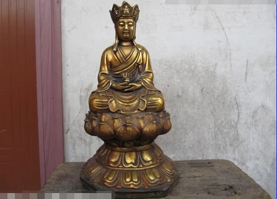 S0320 China Buddhism Copper Bronze Gild Kshitigarbha Xuanzang King Buddha Statue D0318 
S0320 China Buddhism Copper Bronze Gild Kshitigarbha Xuanzang King Buddha Statue D0318