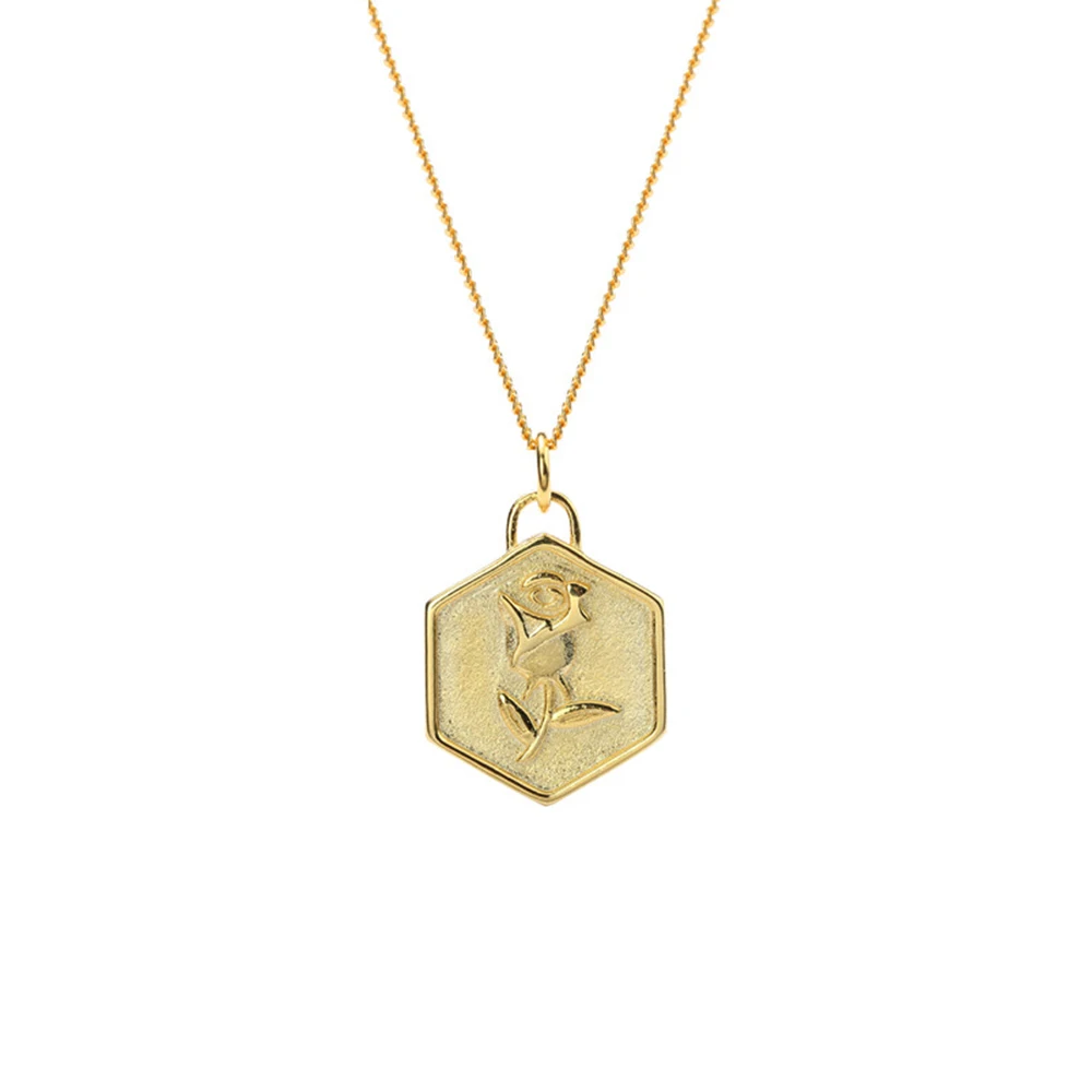 LEVEN FANCY 925 Sterling Silver Hexagonal Design Rose Flower Necklace 18k Gold Jewelry Gift For Girlfriend/ Wife/ Sister/ Mother
LEVEN FANCY 925 Sterling Silver Hexagonal Design Rose Flower Necklace 18k Gold Jewelry Gift For Girlfriend/ Wife/ Sister/ Mother