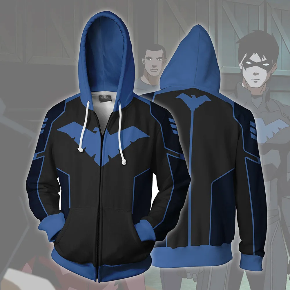 Nightwing Sweatshirts Cosplay DC Costume 3D Printed Sweatshirt Cardigan Robin Cosplay Anime Cartoon hooded sweater Jackets
Nightwing Sweatshirts Cosplay DC Costume 3D Printed Sweatshirt Cardigan Robin Cosplay Anime Cartoon hooded sweater Jackets