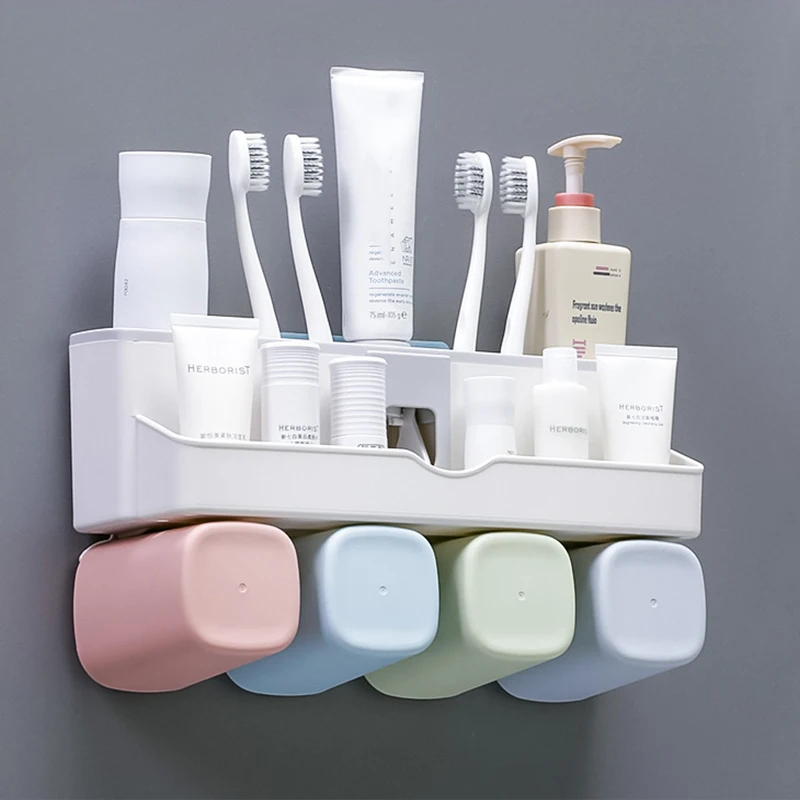 Wall Mounted Toothbrush Holder with Cups Automatic Toothpaste Dispenser Bathroom Storage Organizer Rack Bathroom Accessories Set
Wall Mounted Toothbrush Holder with Cups Automatic Toothpaste Dispenser Bathroom Storage Organizer Rack Bathroom Accessories Set