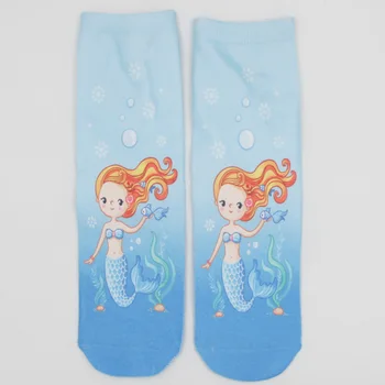 

RUNNING CHICK cute bottom fish two-sides print women 30cm length socks family outfit wholesale