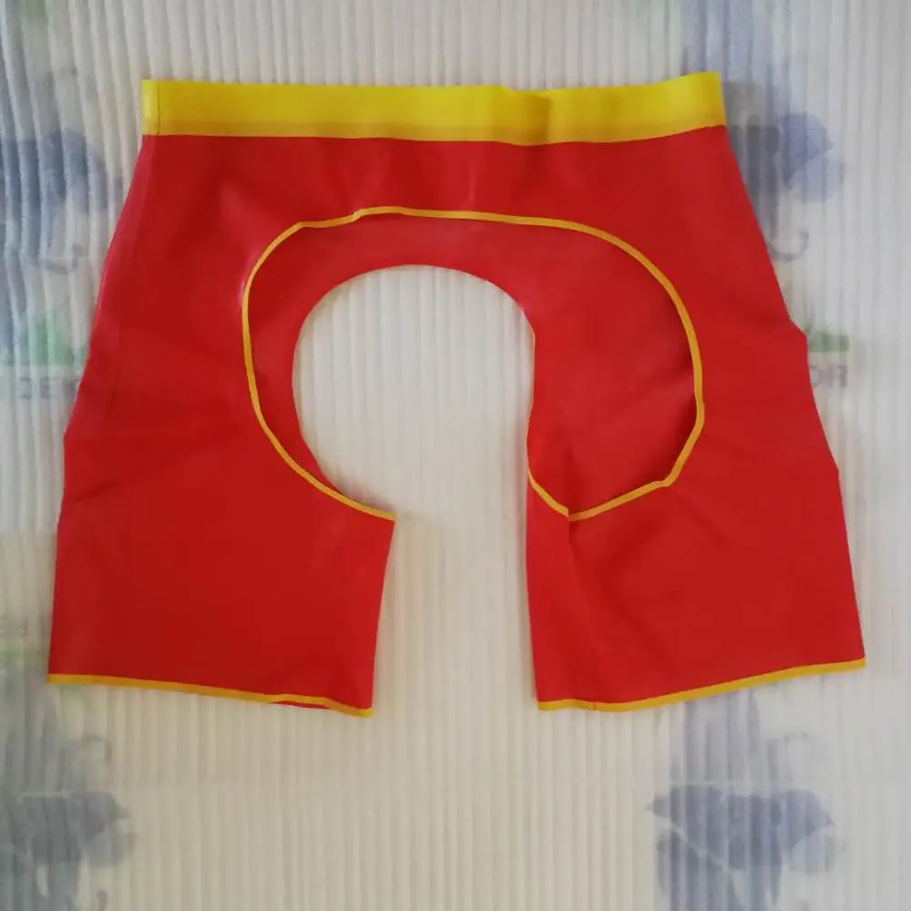 New Latex Rubber Chap Shorts With Trim Latex Short Panty Has side & leg stripes Red With Yellow XL SIZE
New Latex Rubber Chap Shorts With Trim Latex Short Panty Has side & leg stripes Red With Yellow XL SIZE