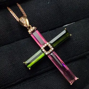 Fine Jewelry Real 18K Gold AU750 Cross Natural 100% Tourmaline Cross Pendant 8.2ct Diamond Pendant Gemstone Necklaces for Women
Fine Jewelry Real 18K Gold AU750 Cross Natural 100% Tourmaline Cross Pendant 8.2ct Diamond Pendant Gemstone Necklaces for Women