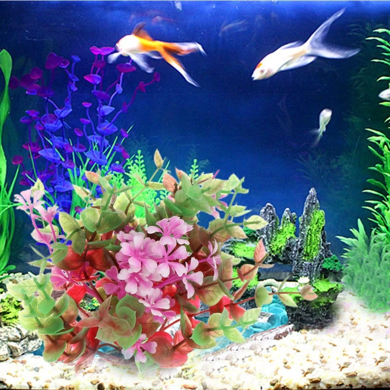

Aquarium Grama Artificial Colorful Decorate With Ceramic Base Fish Tank Aquario Decoration Aquatic Plants Aquarium Background