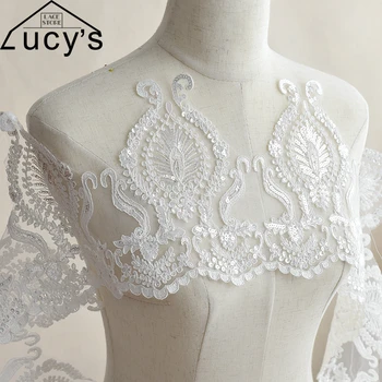 Sequined lace 5 Yards/lot 20CM width Light ivory color embroidered sequins lace trim high quality for wedding dresses
Sequined lace 5 Yards/lot 20CM width Light ivory color embroidered sequins lace trim high quality for wedding dresses