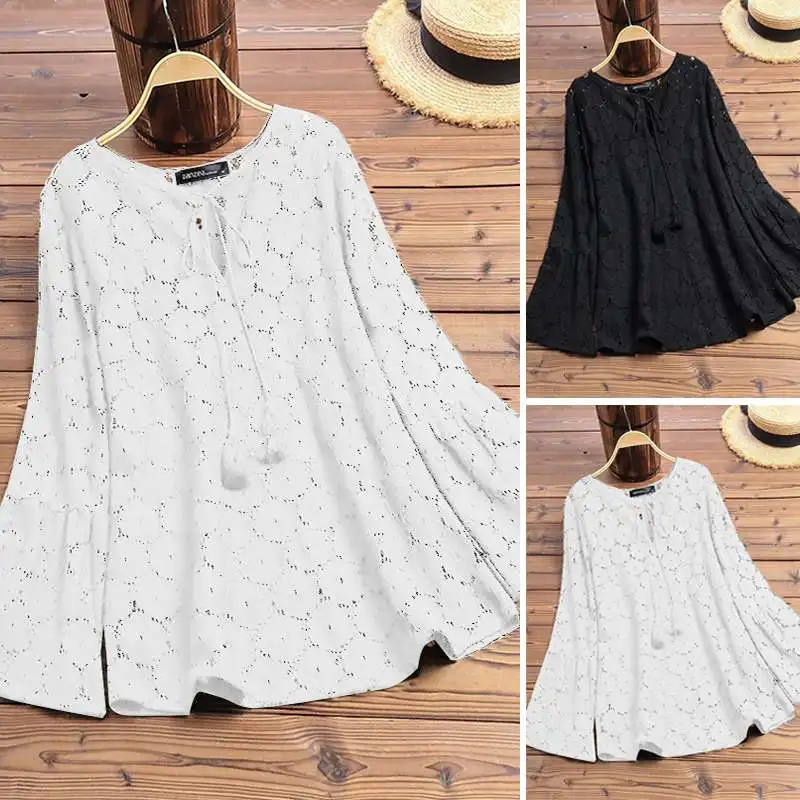 ZANZEA Women's Blouse 2019 Autumn Long Sleeve Casual Shirts Tunic Fashion Ladies Sexy Lace Hollow Blusas Work Tops Plus Size
ZANZEA Women's Blouse 2019 Autumn Long Sleeve Casual Shirts Tunic Fashion Ladies Sexy Lace Hollow Blusas Work Tops Plus Size