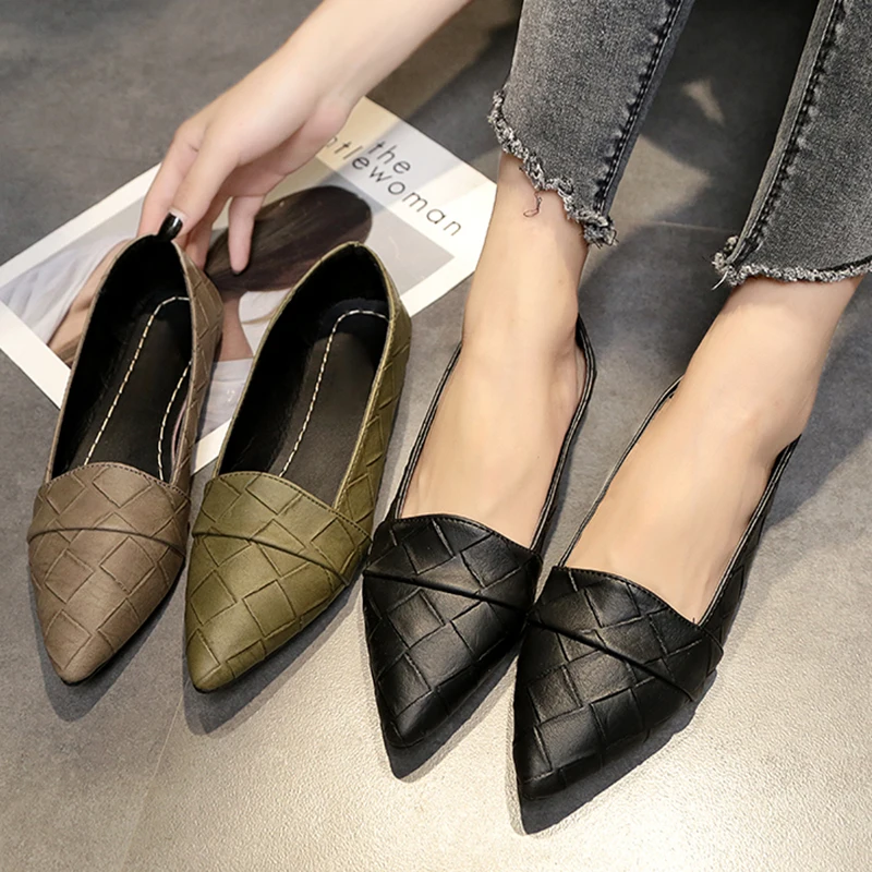 Woman Flats Pointed Toe Slip on Shoes Woman Ballet Flats PU Leather Loafers Boat Shoes Weave Ladies Shoes Zapatos Mujer 6626
Woman Flats Pointed Toe Slip on Shoes Woman Ballet Flats PU Leather Loafers Boat Shoes Weave Ladies Shoes Zapatos Mujer 6626