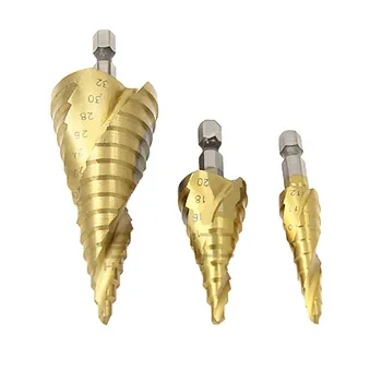 3 Pcs/Set HSS Steel Titanium Step Drill Bit 4-12,4-20,4-32mm Step Cone Spiral Cutting Tools Woodworking Wood Metal Drill Bit Set
3 Pcs/Set HSS Steel Titanium Step Drill Bit 4-12,4-20,4-32mm Step Cone Spiral Cutting Tools Woodworking Wood Metal Drill Bit Set